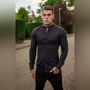 FATHER SONS SUPER SLIM
STRETCH CLASSIC OXFORD BLACK
GRANDAD COLLAR - FS729